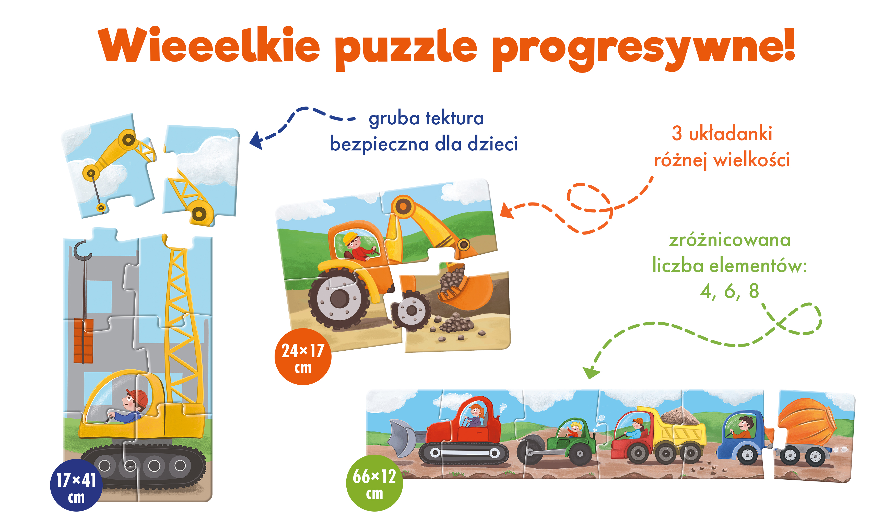 Wizualizacja produktu plac budowy pierwsze puzzle , pokazane elementy